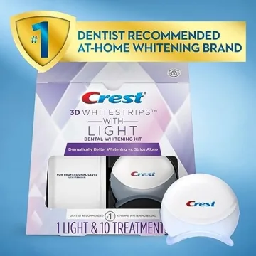 Crest 3D Whitestrips with Light, Whitestrips 3D White, Teeth Whitening Strip Kit, 20 Strips (10 Count Pack), Crest Teeth Whitening Strips, Teeth Whitening Kit