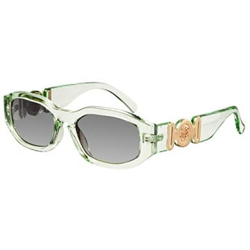 mosanana Trendy Sunglasses for Women Clear Light Green Transparent Rectangle Vintage Retro Fashion C...