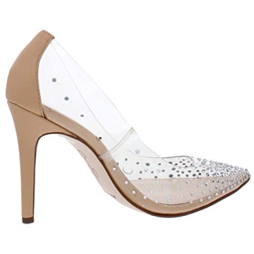 Jessica Simpson Pixera3 Rhinestones Embellished Pointed Toe Stiletto Pumps Clear (Clear/Buff, 7)