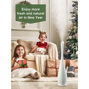 Cool Mist Humidifiers Large Room, 5L Floor Humidifiers for Bedroom Office with Remote Control Smart Humidity Essential Tray, Last up to 50 Hours