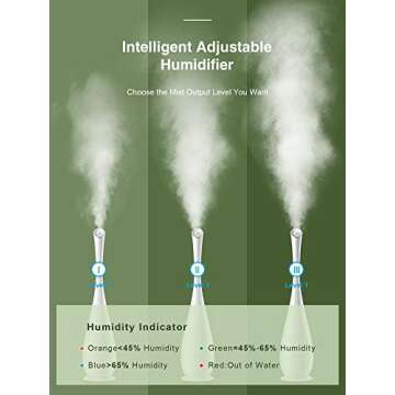 Cool Mist Humidifiers Large Room, 5L Floor Humidifiers for Bedroom Office with Remote Control Smart Humidity Essential Tray, Last up to 50 Hours