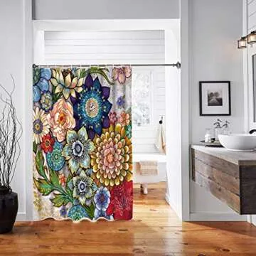 Neasow Boho Floral Shower Curtain - Vibrant 72"x72" Design