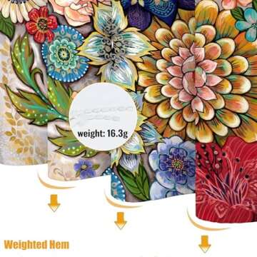 Neasow Boho Floral Shower Curtains for Bathroom, Bright Fabric Blossom Shower Curtain with 12 Hooks, Multi Color 72"×72"