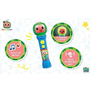 eKids CO-070, Musical Toddlers with Built Songs, Kids Microphone Designed for Fans of Cocomelon Toys and Gifts, Multicolored