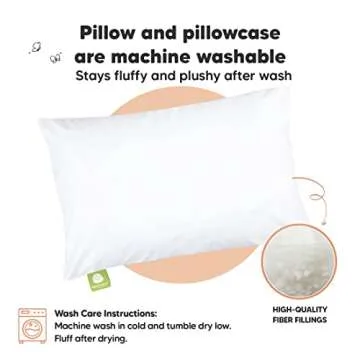 Toddler Pillow with Pillowcase - 13x18 My Little Dreamy Kids Travel Bed Pillows for Sleeping, Organic Cotton Small Pillowcase, Soft & Breathable, Machine Washable, Toddlers 2-5 Years Old (Soft White)