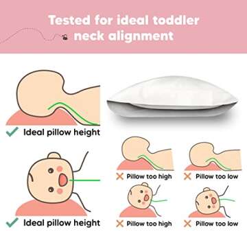 Toddler Pillow with Pillowcase - 13x18 My Little Dreamy Kids Travel Bed Pillows for Sleeping, Organic Cotton Small Pillowcase, Soft & Breathable, Machine Washable, Toddlers 2-5 Years Old (Soft White)