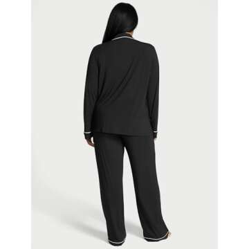 Victoria's Secret Modal Pajama Set, Long Sleeve Shirt and Pajama Pant Set, Sleepwear for Women, Blac...