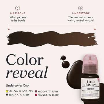 Tina Davies Professional X Perma Blend Brow Pigment - Permanent Eyebrow Makeup - Colours Heal True to Tone - High Retention - Ebony, 1/2oz