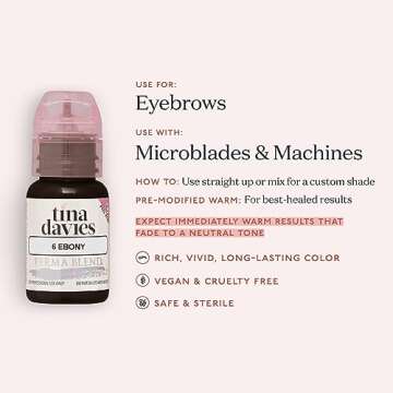Tina Davies Professional X Perma Blend Brow Pigment - Permanent Eyebrow Makeup - Colours Heal True to Tone - High Retention - Ebony, 1/2oz