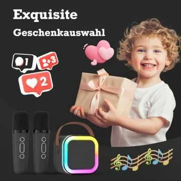 Mini Karaoke Machine: Portable Bluetooth Karaoke Speaker with 2 Wireless Mics and Light for Kids and Adults - Singing Karaoke Gifts for Girls Boys Ages 4-12+ Years Old Birthday Family Party(Gray)