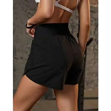 Blooming Jelly Women's Stretchy Workout Shorts with Zippers