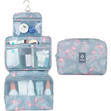 Narwey Hanging Toiletry Bag for Women Travel Makeup Bag Organizer Toiletries Bag for Cosmetics Essen...