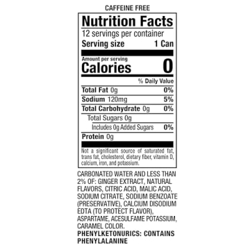 Canada Dry Zero Sugar Ginger Ale Pack of 12 Cans