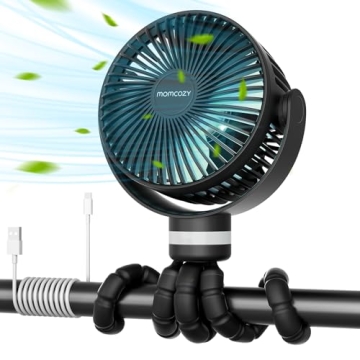 Momcozy 8000mAh Portable Stroller Fan, 27H Ultra-long Battery Life Detachable 4 Speed 360°Rotate LE...