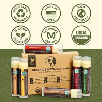 USDA Organic Lip Balm 6-Pack for Healthy Lips