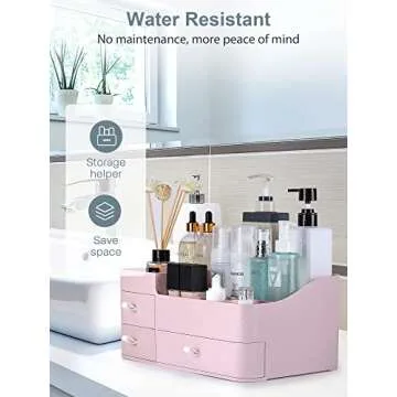 ONXE Makeup Organizer with Drawers,Large Capacity Countertop Organizer for Vanity,Bathroom and Bedroom Desk Cosmetics Organizer for Skin Care,Brushes, Eyeshadow, Lotions, Lipstick, Nail Polish