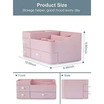 ONXE Makeup Organizer with Drawers,Large Capacity Countertop Organizer for Vanity,Bathroom and Bedroom Desk Cosmetics Organizer for Skin Care,Brushes, Eyeshadow, Lotions, Lipstick, Nail Polish