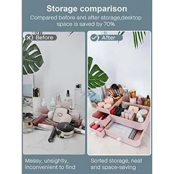 ONXE Makeup Organizer with Drawers,Large Capacity Countertop Organizer for Vanity,Bathroom and Bedroom Desk Cosmetics Organizer for Skin Care,Brushes, Eyeshadow, Lotions, Lipstick, Nail Polish