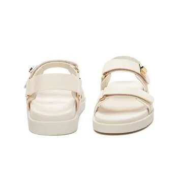 Rihero Women's Comfort Adjustable Leather Flat Sandals