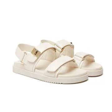 Rihero Women's Comfort Adjustable Leather Flat Sandals