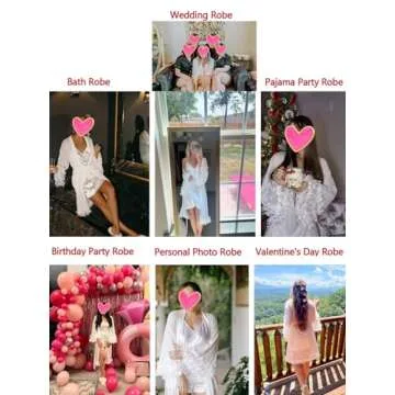 OYOANGLE Women's Sheer Mesh Appliques Trumpet Floral Sleeve Belted Sleep Robe Bridal Wedding Lingerie White Floral Sleeve S