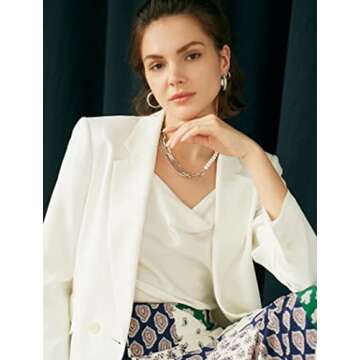 Ekouaer Satin Cowl Neck Tank Top Women Silk Camisole White-c