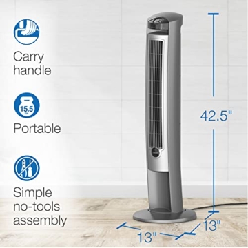 Lasko 42 Inch Wind Curve Tower Fan with Ionizer and Remote