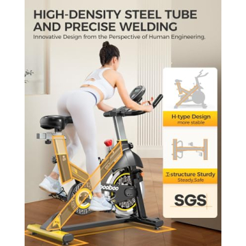 pooboo Indoor Cycling Bike with Monitor and Comfort Seat