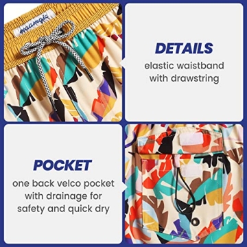 MaaMgic Mens Swim Trunks Retro 4 Way Stretch Quick Dry