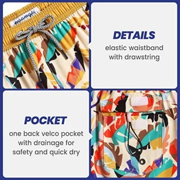 MaaMgic Mens Swim Trunks Retro 4 Way Stretch Quick Dry