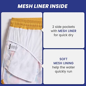 MaaMgic Mens Swim Trunks Retro 4 Way Stretch Quick Dry