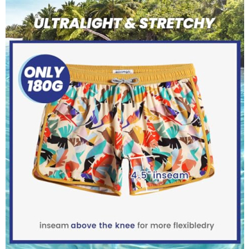 MaaMgic Mens Swim Trunks Retro 4 Way Stretch Quick Dry