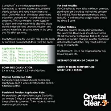 CrystalClear ClarityMax, All-in-One Pond Clarifier Treatment, All-Natural Beneficial Bacteria & Enzy...