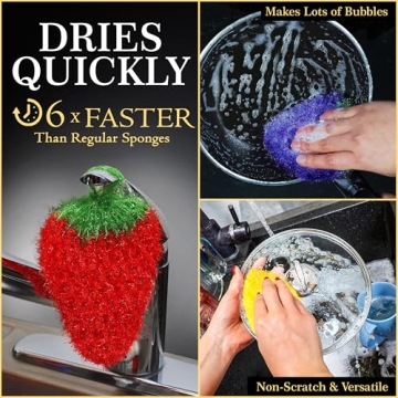 Dish Scrubber Variety Pack (5 Pcs) – Long Lasting, Non-Scratch, Odorless & Reusable Pot Scrubber for Kitchen, Bathroom, and Floor – Big & Durable Alternative to Rags and Sponges