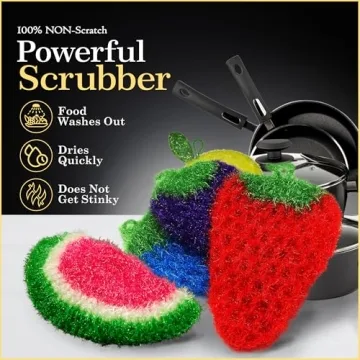 Dish Scrubber Variety Pack (5 Pcs) – Long Lasting, Non-Scratch, Odorless & Reusable Pot Scrubber for Kitchen, Bathroom, and Floor – Big & Durable Alternative to Rags and Sponges