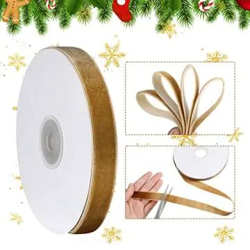 3 Rolls Vintage Velvet Ribbon - 30 Yards Total in Khaki, Wedding Decor and Crafting Supplies