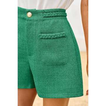 Cicy Bell Womens Tweed Summer Shorts High Waisted Casual