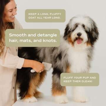 pupwell Slicker Brush for Professional and Luxury Dog Grooming to Prevent Matting with Dense and Extra Long Stainless Steel Pins (Goldendoodles, Labradoodles, Poodles)