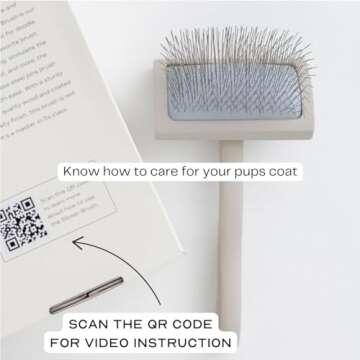 pupwell Slicker Brush for Professional and Luxury Dog Grooming to Prevent Matting with Dense and Extra Long Stainless Steel Pins (Goldendoodles, Labradoodles, Poodles)