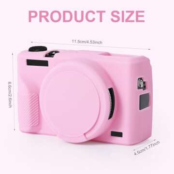 Camera Case Compatible with Canon G7X Mark iii, Pink Soft Silicone Camera Protective Cover Skin with...