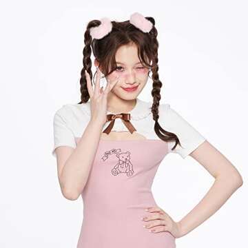 Pink Fuzzy Scrunchies Halloween Christmas Scrunchie Hair Accessories Furry Hair Ties for Girls Cute Kawaii Faux Fur Fluffy Ponytail Holder Soft Wristband Costume Decor for Theme Party