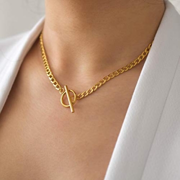 Dainty Gold Toggle Clasp Necklace - Chic Minimalist Jewelry for Women