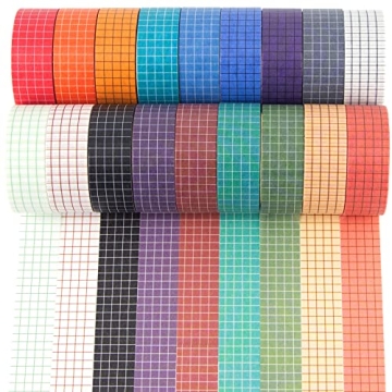 Vibrant 27 Rolls Colored Grid Washi Tape Set