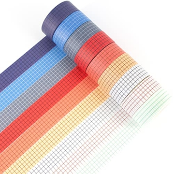 Vibrant 27 Rolls Colored Grid Washi Tape Set