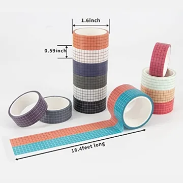 Vibrant 27 Rolls Colored Grid Washi Tape Set