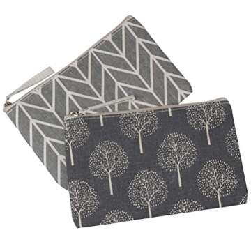 SUMAJU 2 Pcs Canvas Cosmetic Bag, Multi-Function Small Zipper Pouch Cute Makeup Pouch Travel Toiletr...