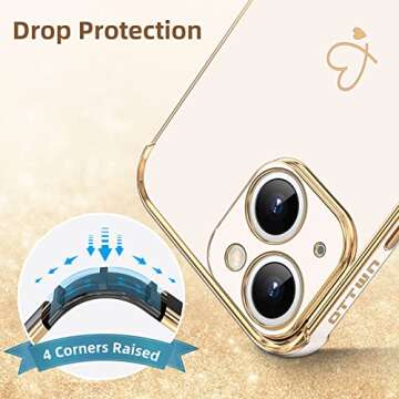 ottwn Compatible with iPhone 13 Case for Women Girl, Cute Phone Case for iPhone 13 Only (6.1inch), 4 Raised Corners Drop Protection, Soft TPU Shockproof, Full Camera Lens Protection, White