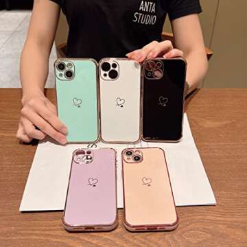 ottwn Compatible with iPhone 13 Case for Women Girl, Cute Phone Case for iPhone 13 Only (6.1inch), 4 Raised Corners Drop Protection, Soft TPU Shockproof, Full Camera Lens Protection, White