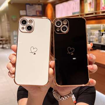 ottwn Compatible with iPhone 13 Case for Women Girl, Cute Phone Case for iPhone 13 Only (6.1inch), 4 Raised Corners Drop Protection, Soft TPU Shockproof, Full Camera Lens Protection, White