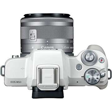 Canon EOS M50 Mirrorless Digital Camera (White) with EF 75-300mm III Lens, U3 Memory Card Bundle